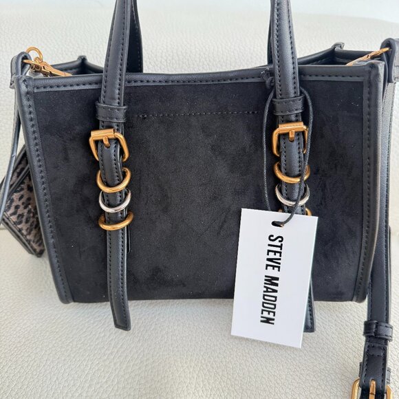 NWT STEVE MADDEN BBOGAN SATCHEL CROSSBODY BAG W CREDIT CARD CASE & HEART CHARM - Picture 3 of 8